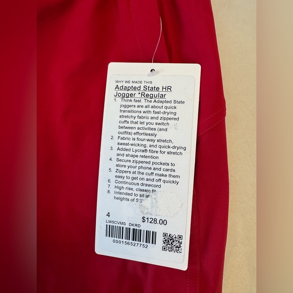 NWT! Lululemon Adapted State Joggers, sz 4 - Picture 5 of 6